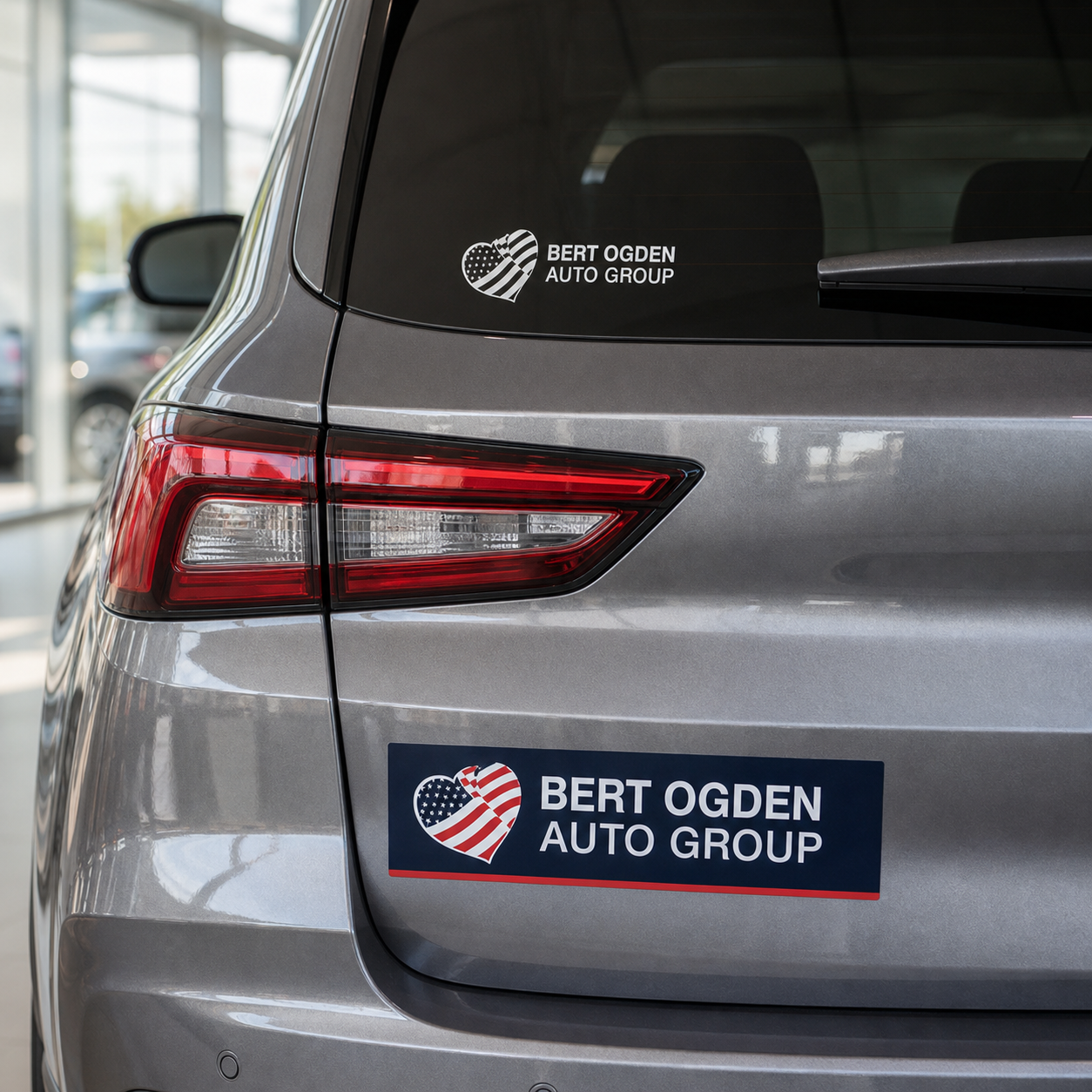 Bert Ogden bumper sticker and window decal installed on a vehicle